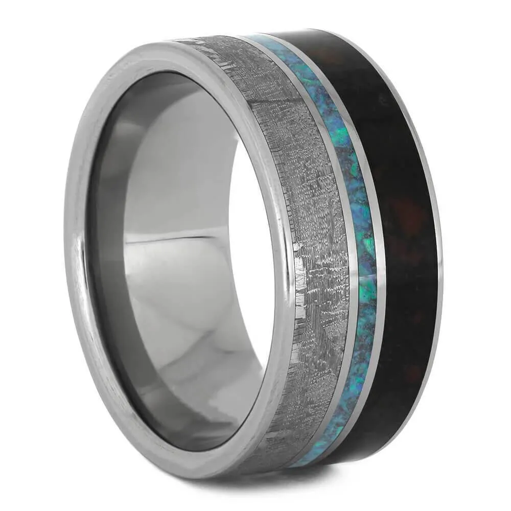 Unique Opal Wedding Ring Set with a Cathedral Style Engagement Ring