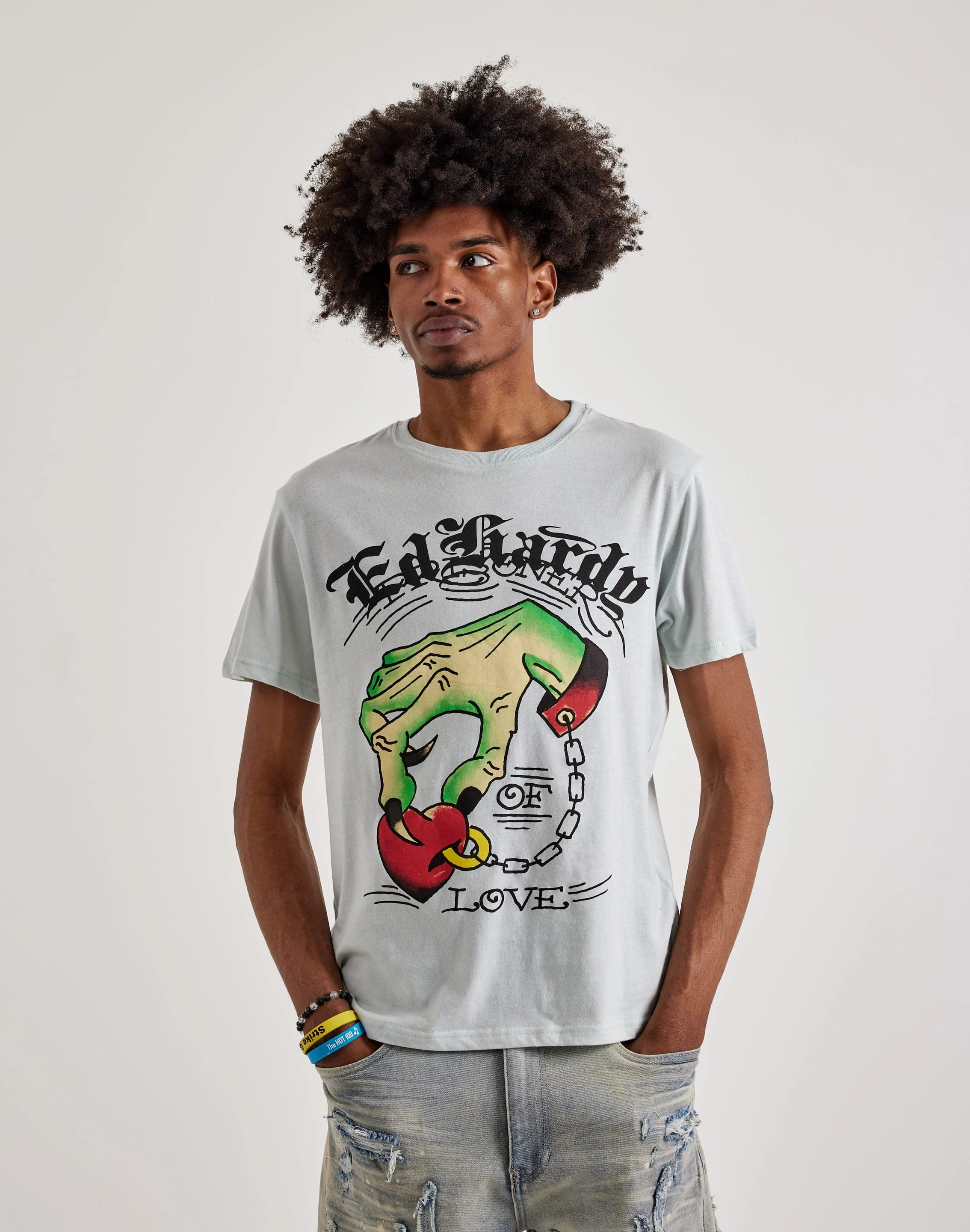 Upcycled fashion Ed Hardy  Heart Hand Short Sleeve Tee Stylish products
