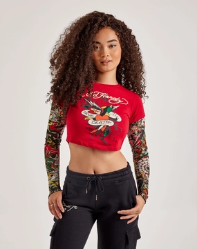 Upcycled fashion Ed Hardy Mesh True Eagle Tattoo Long-Sleeve Top Fashion collections
