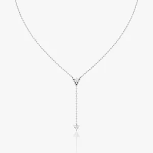 V Duo Lariat 14K White Gold Necklace w. 0.50ct  Lab-Grown Diamonds