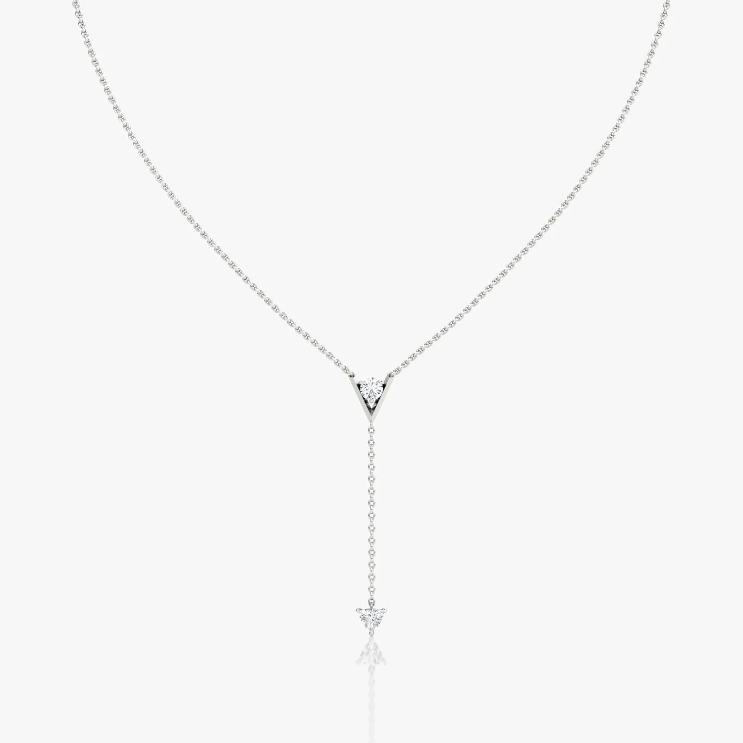 V Duo Lariat 14K White Gold Necklace w. 0.50ct  Lab-Grown Diamonds