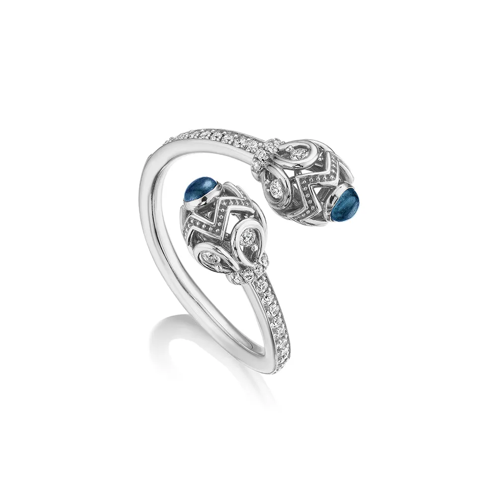 Verragio 18k Gold Toi et Moi Blue Topaz Ring