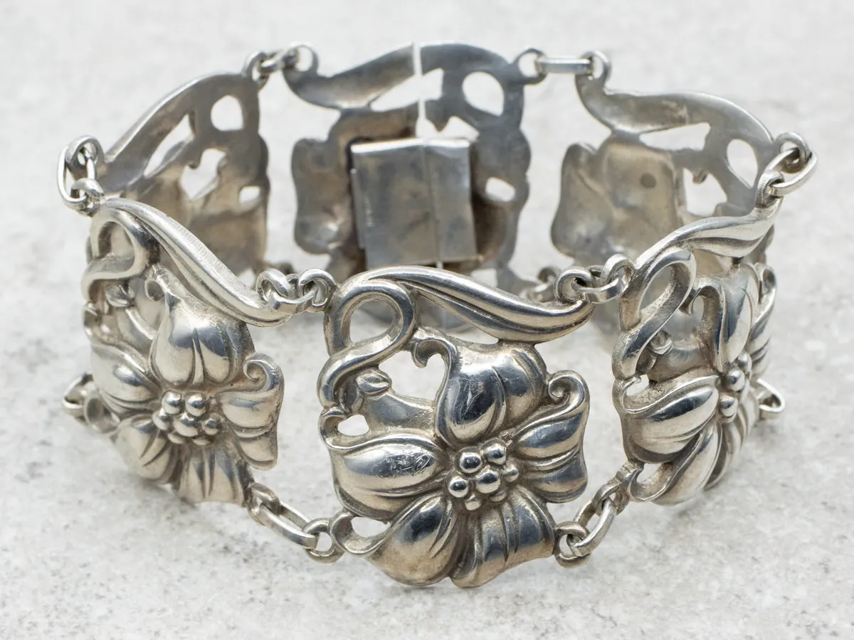 Vintage 1970s Floral Link Bracelet