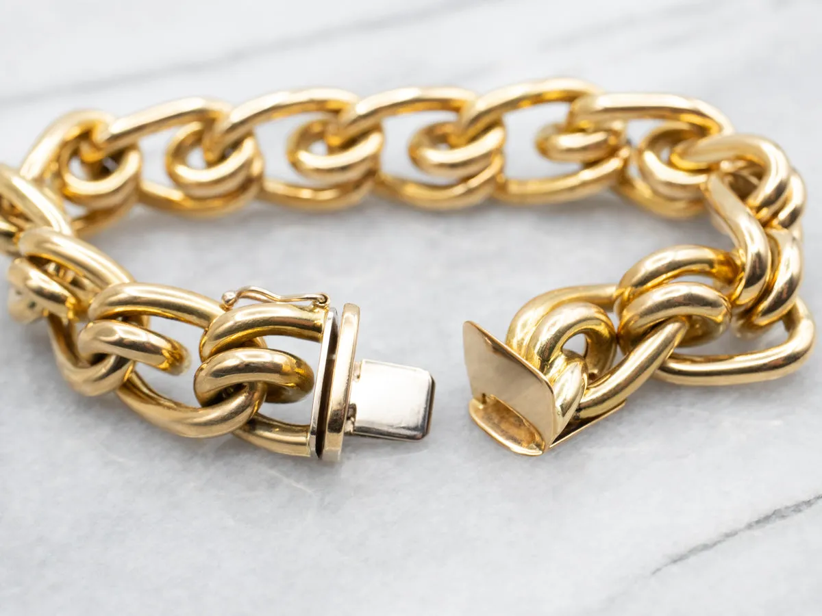 Vintage Chunky Gold-Link Chain Bracelet