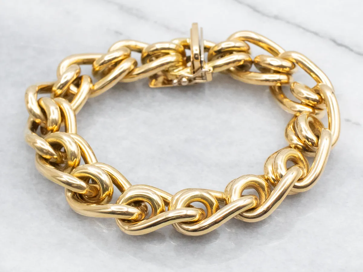 Vintage Chunky Gold-Link Chain Bracelet