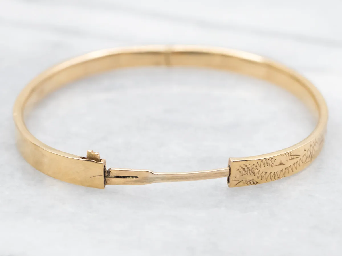 Vintage Gold "Erica" Hinged Etched Child's Bracelet