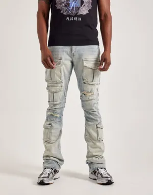 Vintage - inspired fashion Smoke Rise Utility Pocket Stacked Flare Denim Jeans Fashion exhibitions