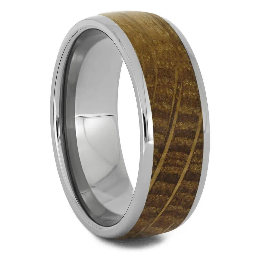Whiskey Barrel Oak Wood His & Hers Titanium Rings