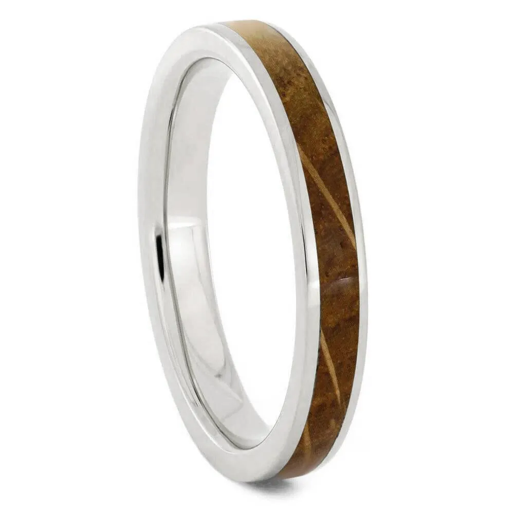 Whiskey Barrel Oak Wood His & Hers Titanium Rings