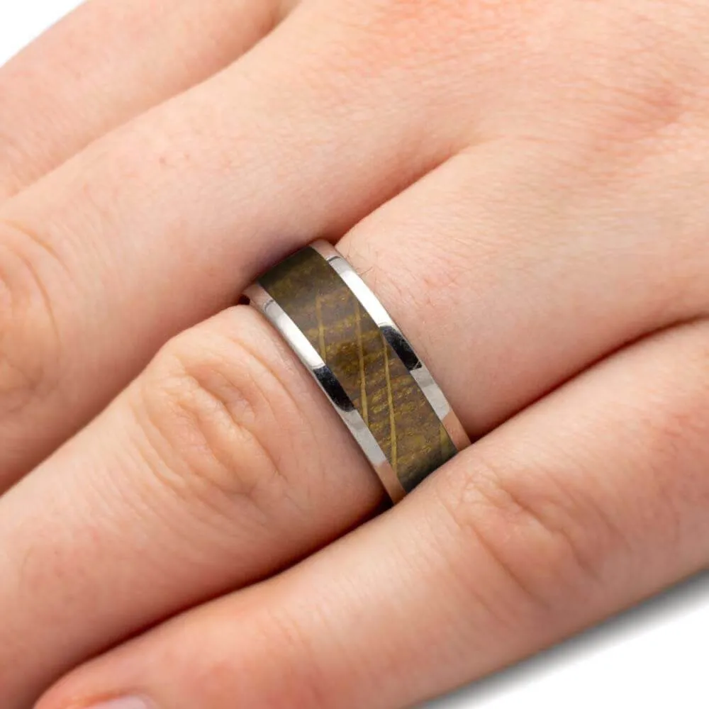 Whiskey Barrel Oak Wood His & Hers Titanium Rings