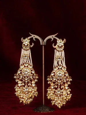 White Color Gold Plated Jadau Kundan Earrings - ME1361W