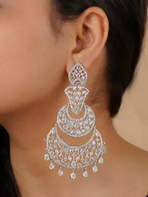 White Color Silver Plated Faux Diamond Earrings - CZEAR524