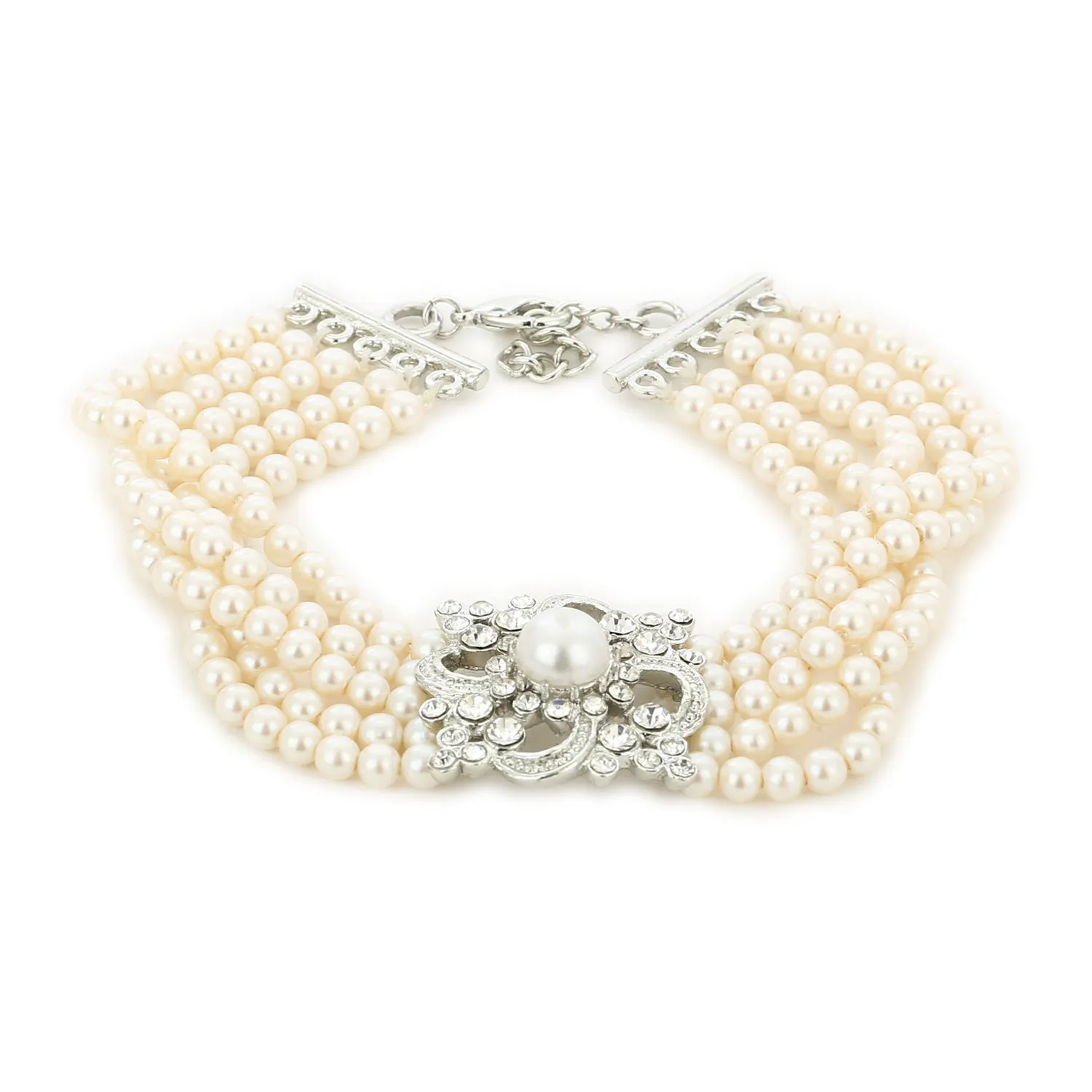 White Flux Pearl Charm Bracelet