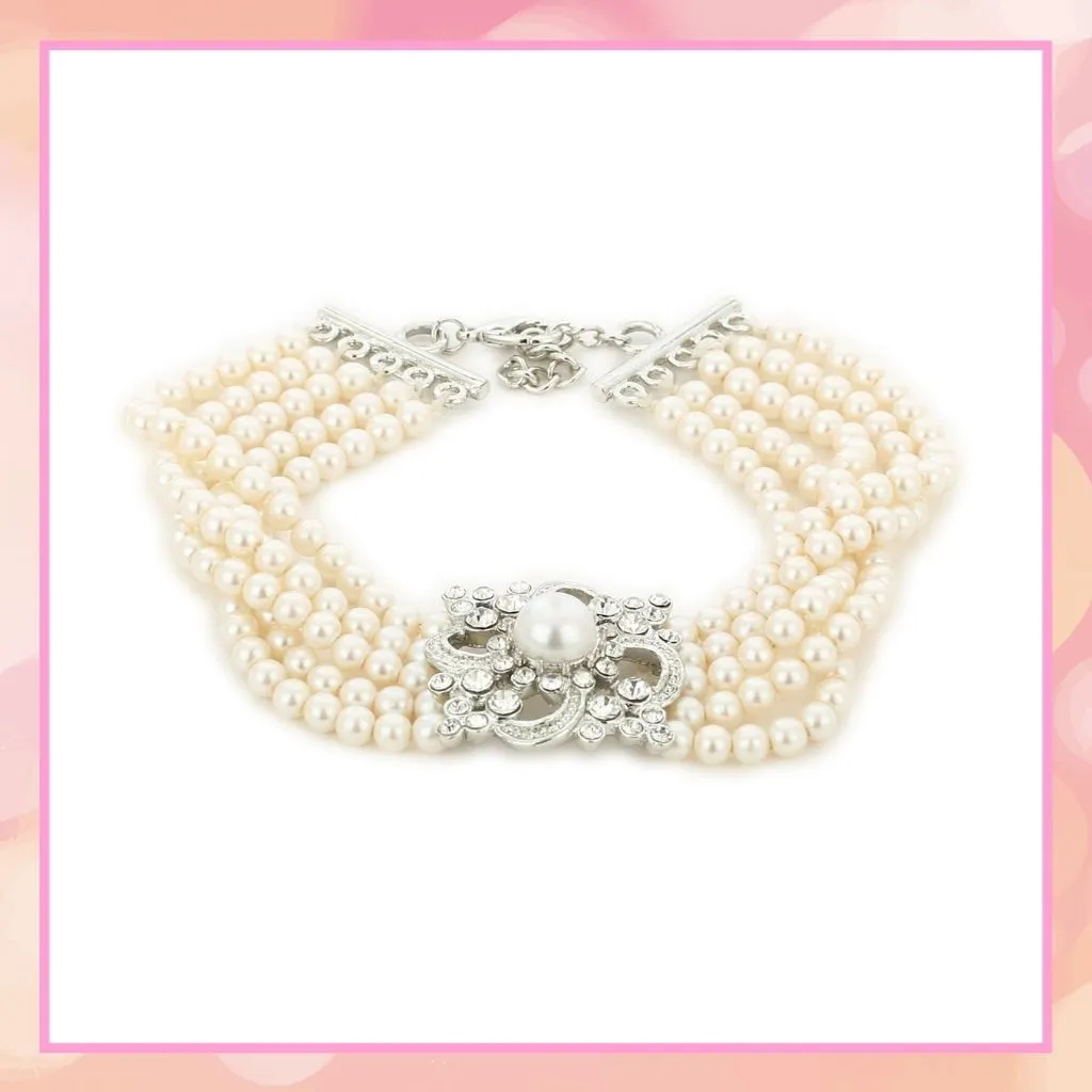 White Flux Pearl Charm Bracelet