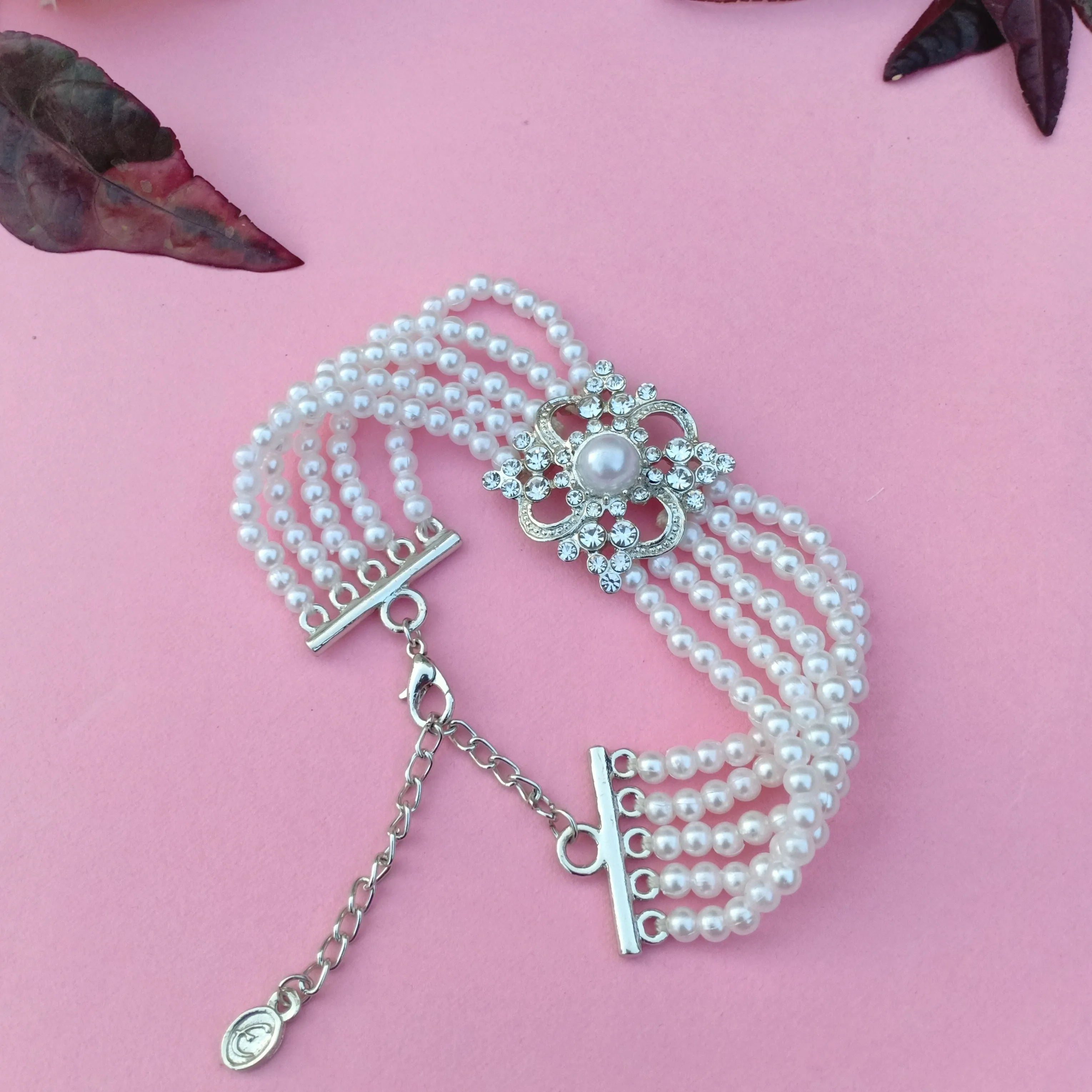 White Flux Pearl Charm Bracelet