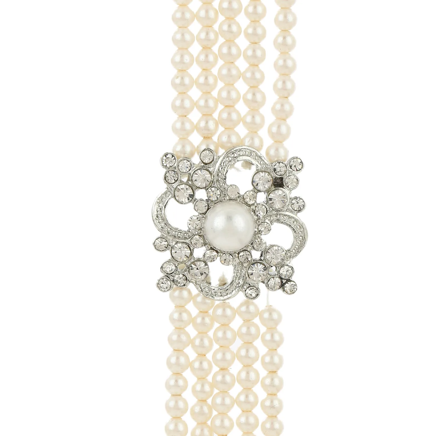 White Flux Pearl Charm Bracelet