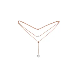 White Gold Silver beads necklace plated in Rose Gold