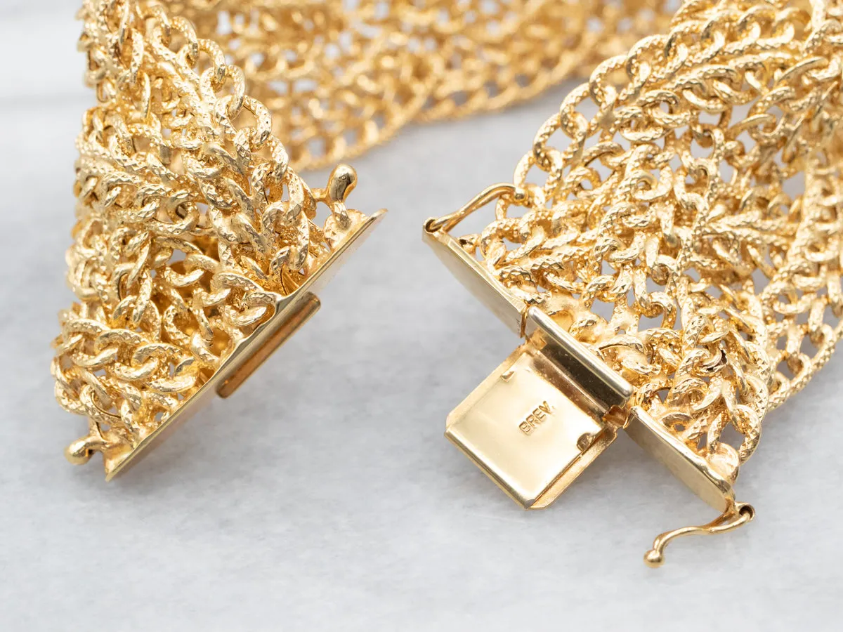 Wide Italian Gold Braided Bracelet
