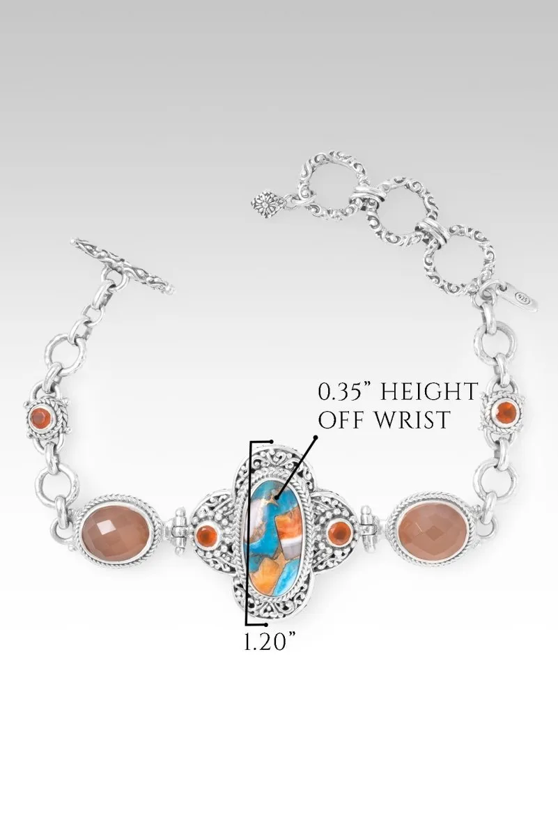 Wisdom in Surrender Bracelet? in Kingman Turquoise Spiny Oyster, Orange Moonstone & Carnelian