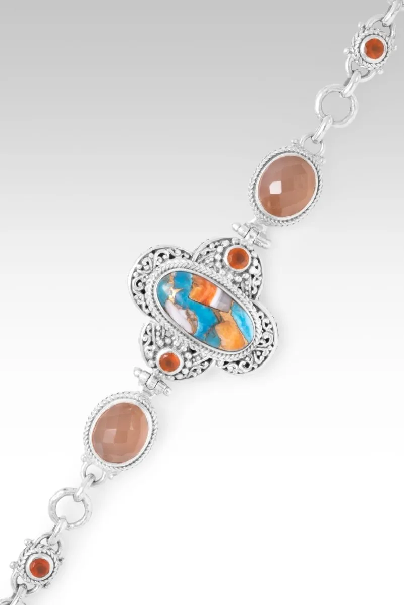 Wisdom in Surrender Bracelet? in Kingman Turquoise Spiny Oyster, Orange Moonstone & Carnelian