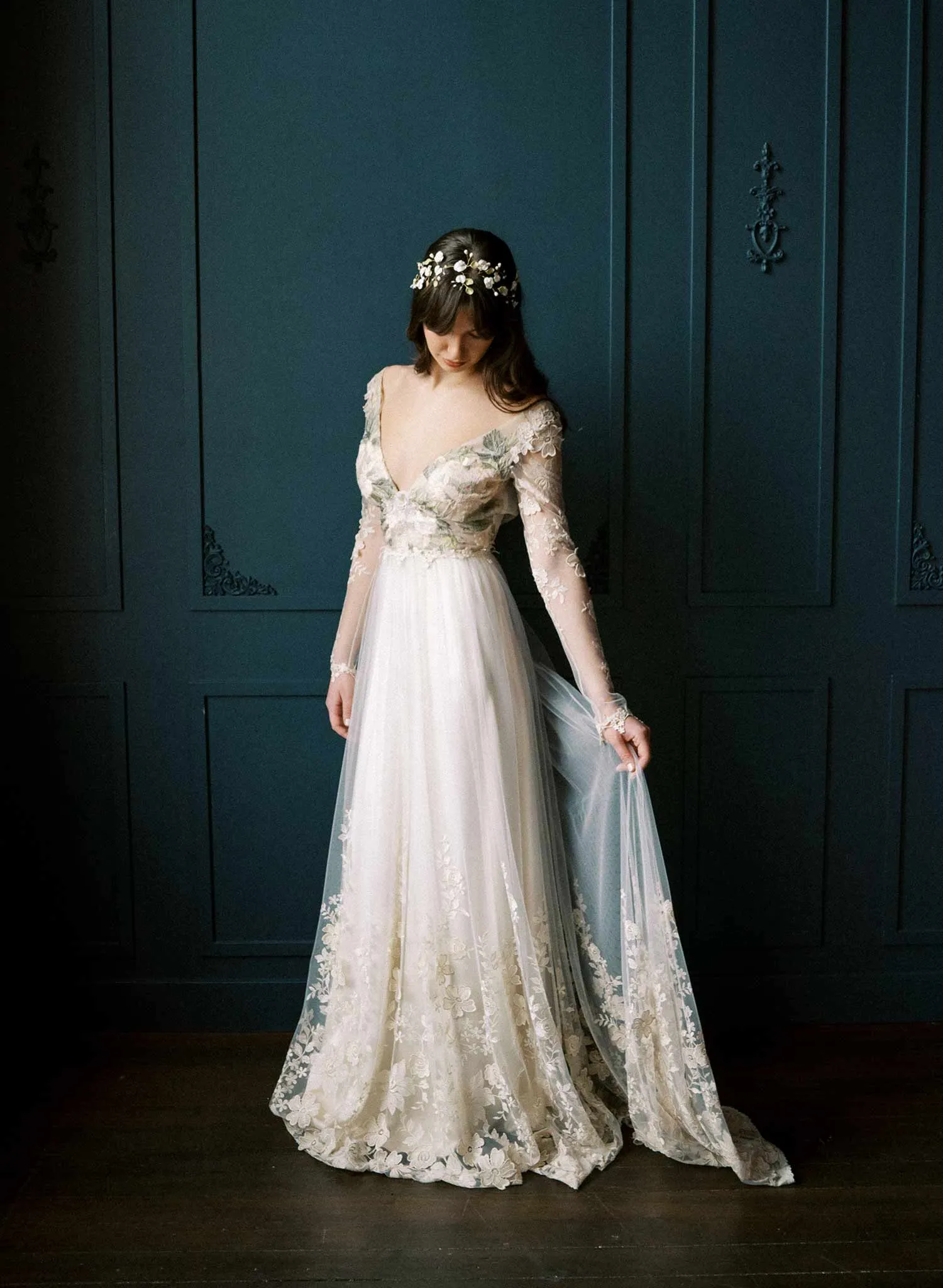 Wispy peony bridal hair vine - Style #2562