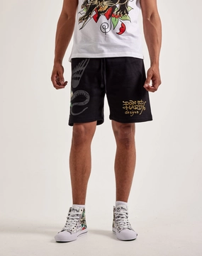 Wool - sourced fashion Ed Hardy Dagger Rose Fleece Shorts Smart fashion (wearables)