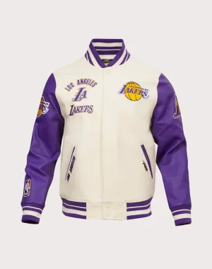 Workwear options Pro Standard Los Angeles Lakers Retro Classic Rib Wool Varsity Jacket Comfortable apparel