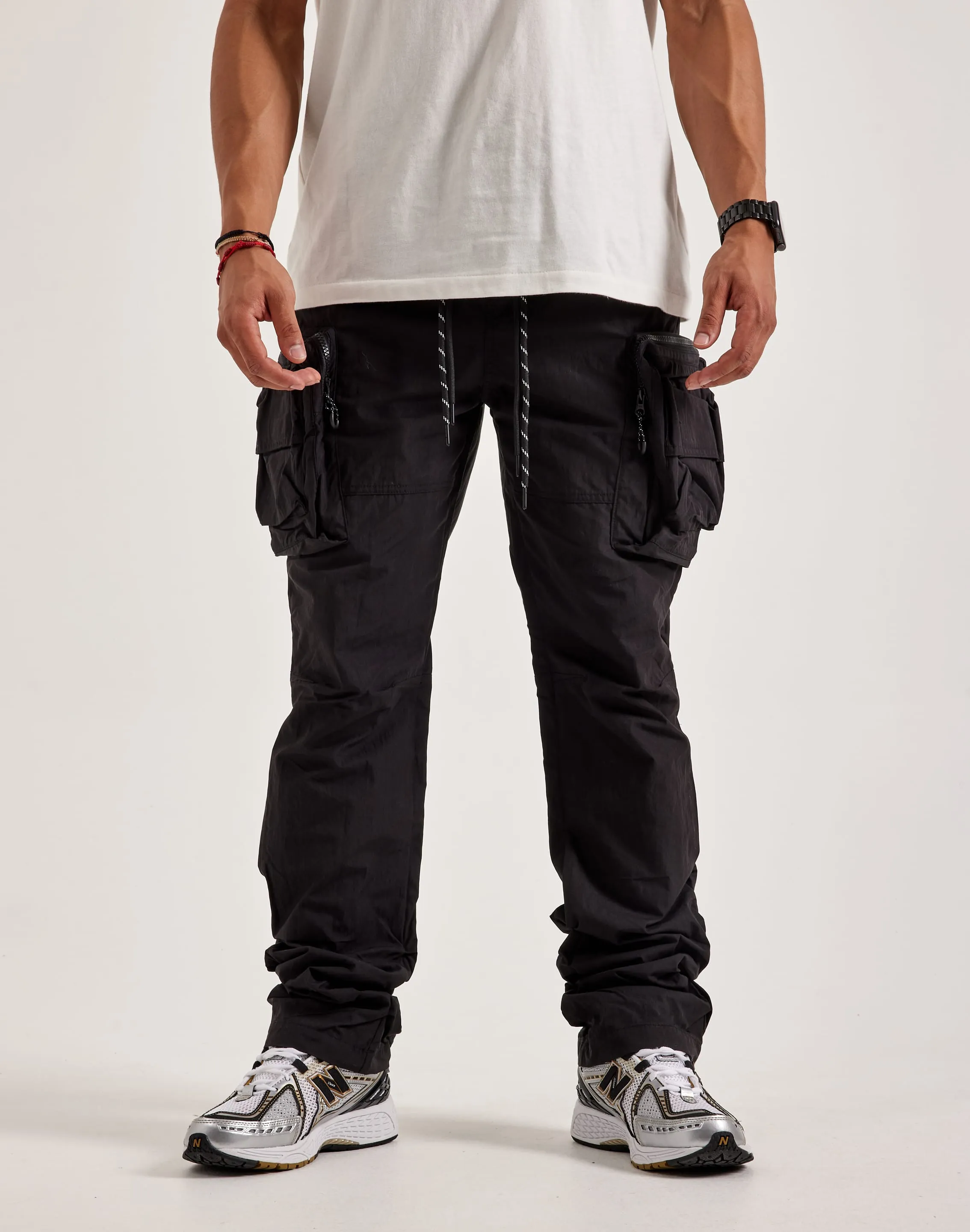 Athleisure fashion Smoke Rise Utility Stacked Cargo Pants Upcycled fashion