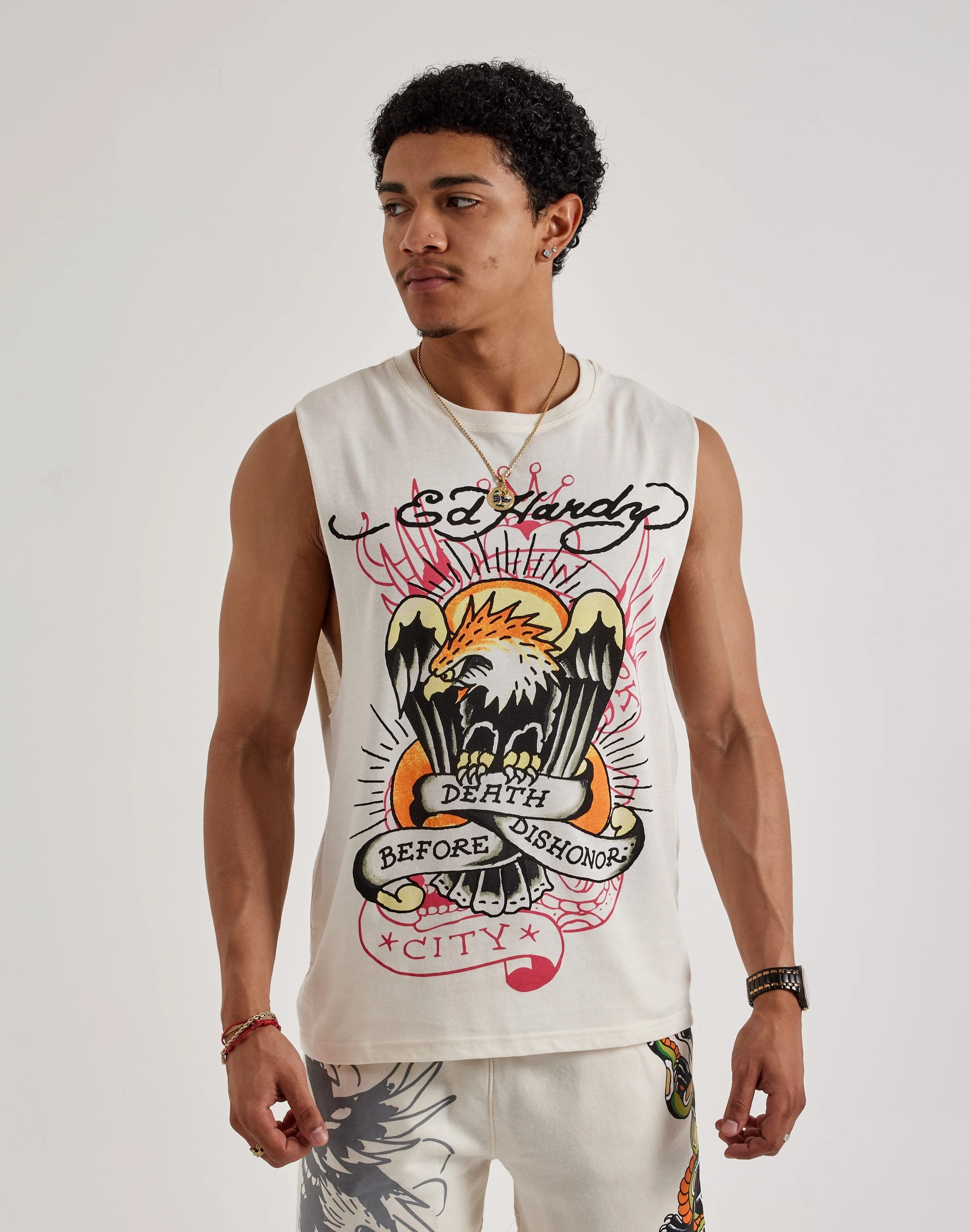 Workwear options Ed Hardy Death Before Dishonor Eagle Sleeveless Tee Luxury fashion items