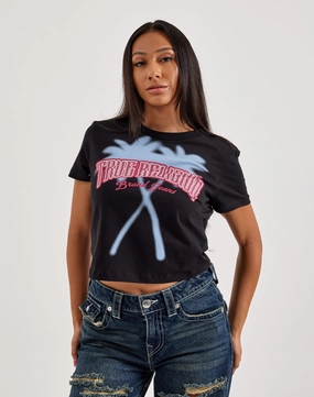 Workwear options True Religion Palm Tree Tee Athleisure fashion