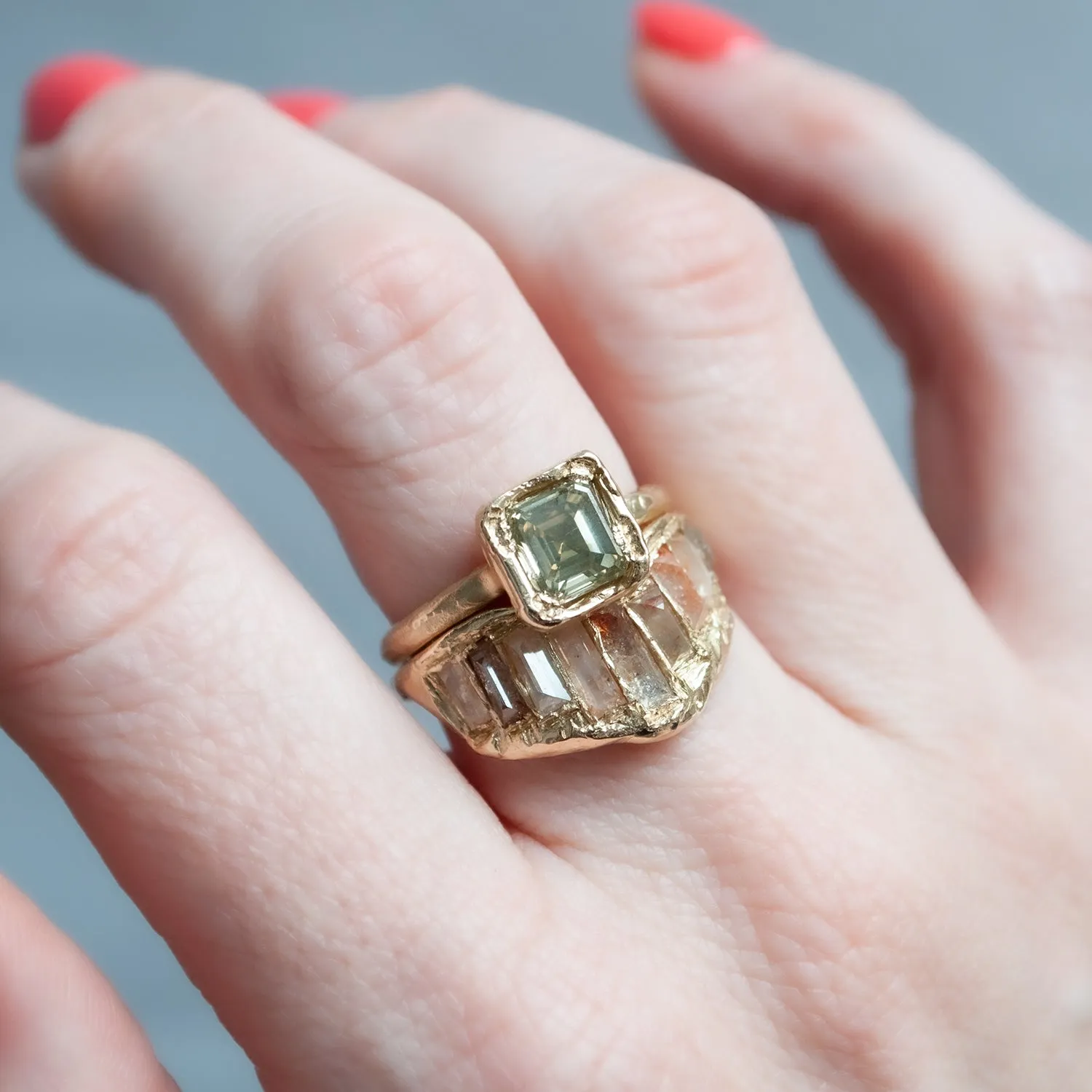 X Soft Green Diamond Ring