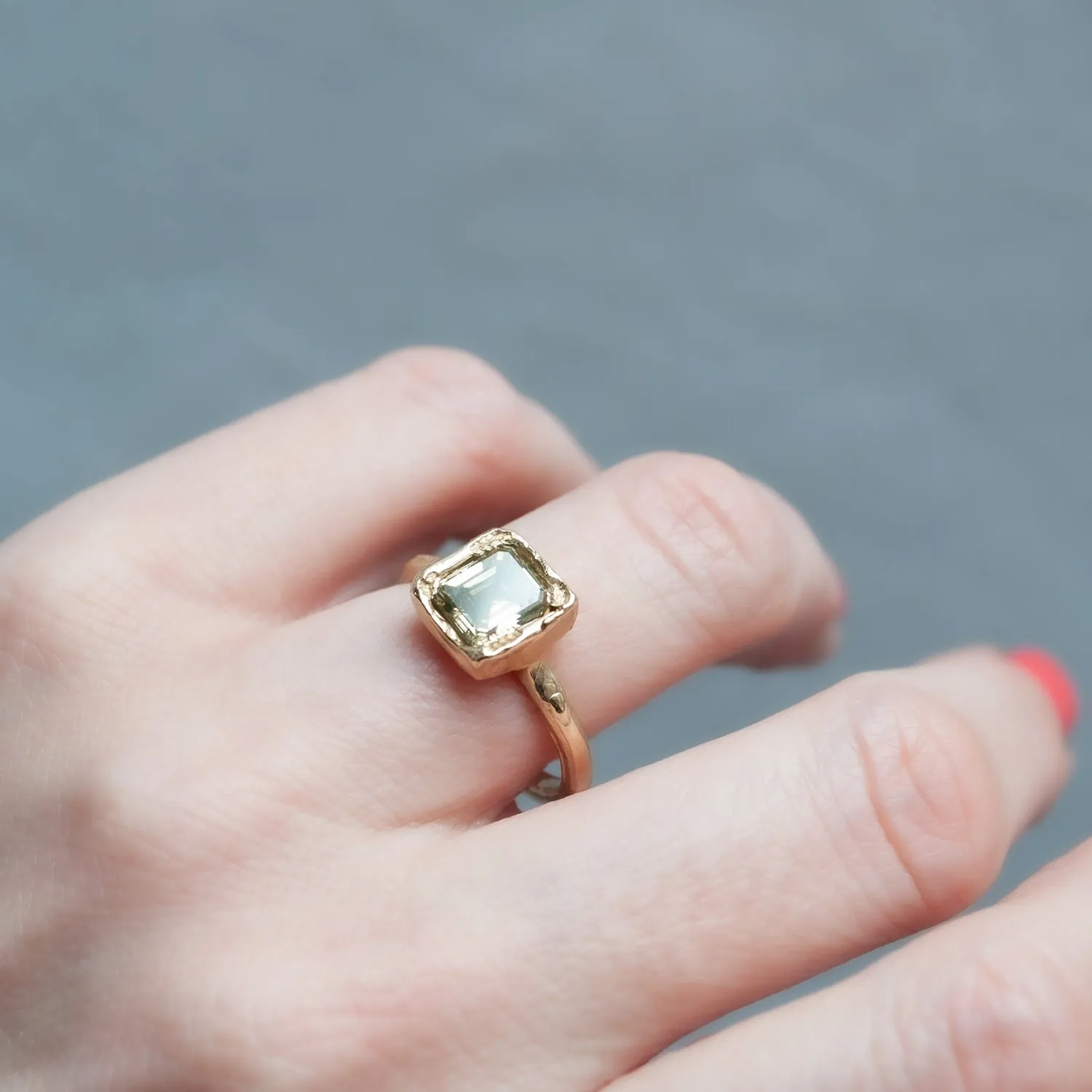 X Soft Green Diamond Ring