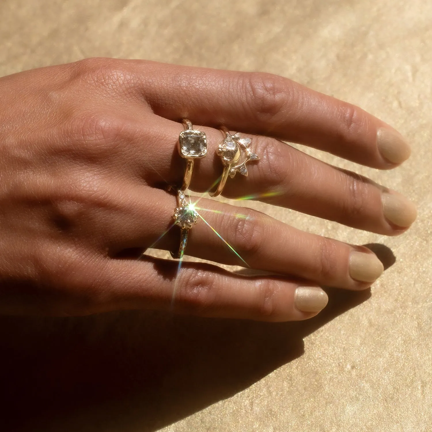 X Soft Green Diamond Ring