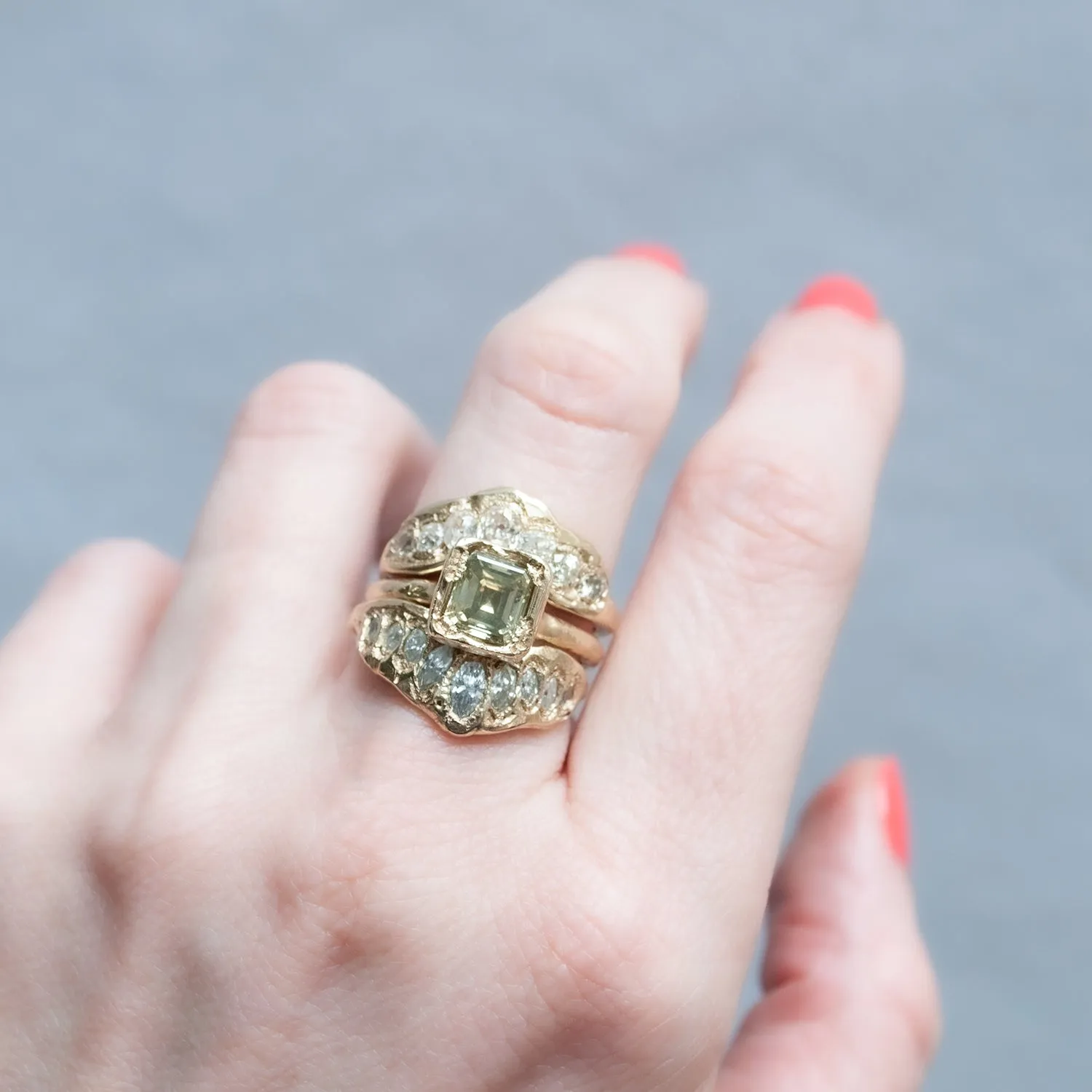 X Soft Green Diamond Ring