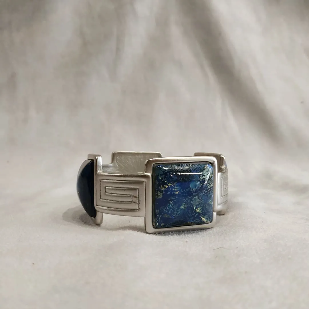 Yves Saint Laurent Silver Blue Bracelet with Dichroic Glass