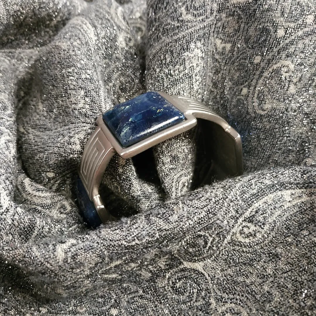 Yves Saint Laurent Silver Blue Bracelet with Dichroic Glass