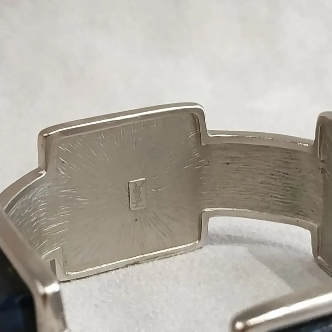 Yves Saint Laurent Silver Blue Bracelet with Dichroic Glass