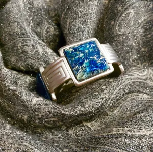 Yves Saint Laurent Silver Blue Bracelet with Dichroic Glass